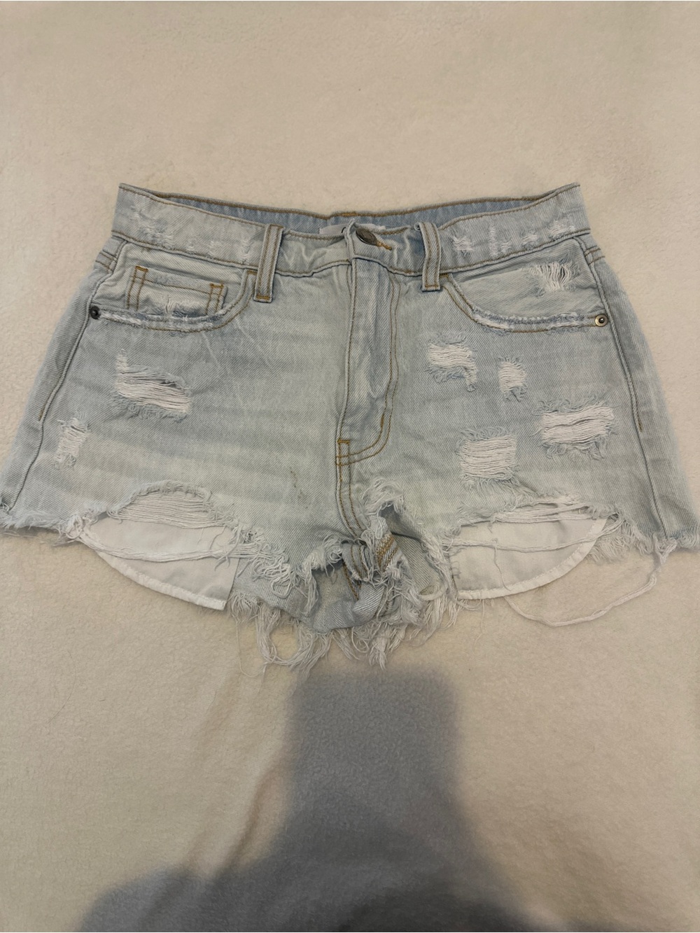 Cello Light Blue Distressed Denim Jean Shorts